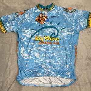 Canari Jersey XXL Mens NWT Cycling Big Wave Golden Ale Kona Blue Print 1/2 Zip